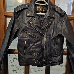 Mens Black Leather Biker Jacket
